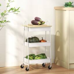 Wyld Haus Satoro 3 Tier Oak & White Kitchen Trolley - thumbnail 8
