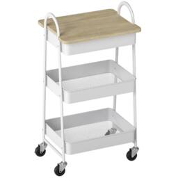Wyld Haus Satoro 3 Tier Oak & White Kitchen Trolley - thumbnail 2