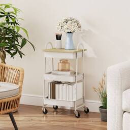 Wyld Haus Satoro 3 Tier Oak & White Kitchen Trolley - thumbnail 9