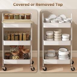 Wyld Haus Satoro 3 Tier Oak & White Kitchen Trolley - thumbnail 6