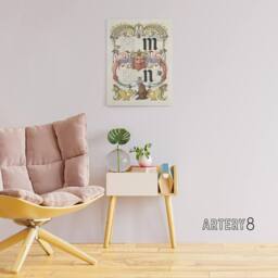 "Artery8 Pictorial Letter Guide M & N Calligraphy Canvas Wall Art Print in White - Size: W12"" x H16""" - thumbnail 3