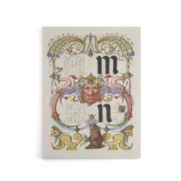 "Artery8 Pictorial Letter Guide M & N Calligraphy Canvas Wall Art Print in White - Size: W12"" x H16""" - thumbnail 1