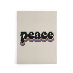 "Artery8 Peace Colourful Retro Rainbow Font Typography Canvas Wall Art Print in Beige - Size: W18"" x H24""" - thumbnail 1