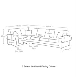 Furnishings For Less UK Large Portland Fabric & Leather Long 5 Seater L Shaped Corner Sofa Roll Arm Fullback Left Hand Facing in Grey - thumbnail 7