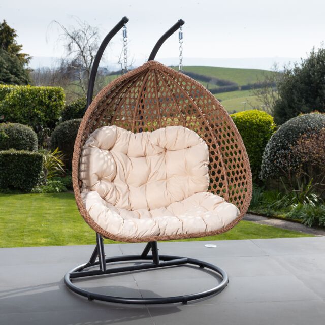 Artemis Home Henley Double Swing Egg Pod Chair in Cream - image 1