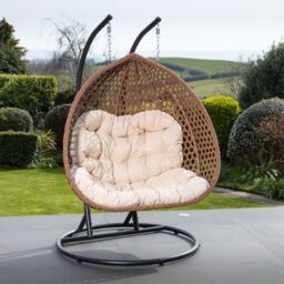 Artemis Home Henley Double Swing Egg Pod Chair in Cream - thumbnail 1