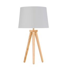 First Choice Lighting Set of 2 Light Oak Table Lamp Bedside Lights with White Silver Shade in Brown - thumbnail 2