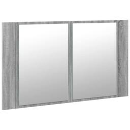 Berkfield Home LED Bathroom Mirror Cabinet Grey Sonoma 80x12x45 cm Acrylic - Size: 80 x 12 x 45 cm - thumbnail 6