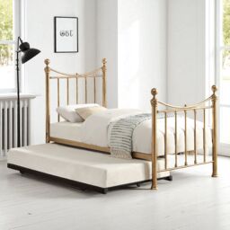 OAT Home Hampstead Traditional Antique Brass Effect Single Metal Bed Frame & Guest Trundle in Bronze - thumbnail 1