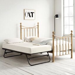 OAT Home Hampstead Traditional Antique Brass Effect Single Metal Bed Frame & Guest Trundle in Bronze - thumbnail 2