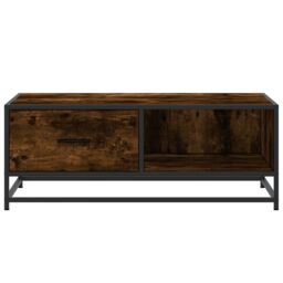 Berkfield Home Coffee Table Smoked Oak 90x57x35 cm Engineered Wood & Metal in Brown - Size: 90 x 57 x 35 cm - thumbnail 5