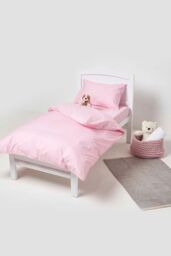 Homescapes Cotton Cot Bed Fitted Sheets 200 Thread Count, 2 Pack in Pink - thumbnail 2