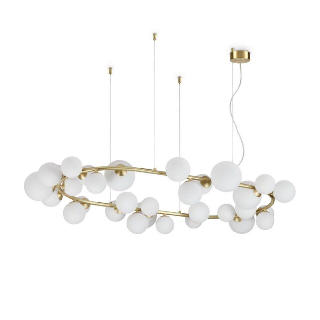 Netlighting PERLAGE 30 Light Globe Pendant Ceiling Light Brass in Yellow