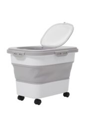 Living and Home Collapsible Dry Food Storage Container with Wheels and Lids in Grey - thumbnail 3