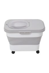 Living and Home Collapsible Dry Food Storage Container with Wheels and Lids in Grey - thumbnail 4