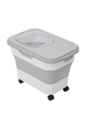 Living and Home Collapsible Dry Food Storage Container with Wheels and Lids in Grey - thumbnail 7