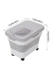 Living and Home Collapsible Dry Food Storage Container with Wheels and Lids in Grey - thumbnail 8