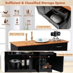Kelvenix Kitchen Modern Storage Cabinet Shelf in Black - Size: 0.6m2 - thumbnail 6