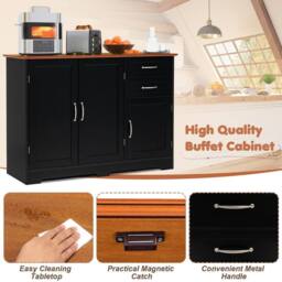 Kelvenix Kitchen Modern Storage Cabinet Shelf in Black - Size: 0.6m2 - thumbnail 5