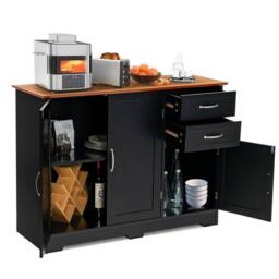 Kelvenix Kitchen Modern Storage Cabinet Shelf in Black - Size: 0.6m2 - thumbnail 1