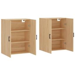 Berkfield Home Wall Mounted Cabinets 2 pcs Sonoma Oak 69.5x34x90 cm in Light Tan - thumbnail 4
