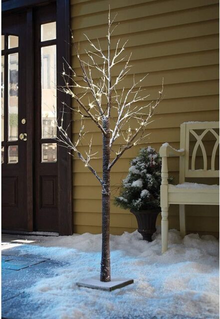 Marco Paul 4ft Snowy Effect Brown Christmas Twig Tree Pre Lit With 96 Warm White LED Mains Powered Tree Decorations - image 1