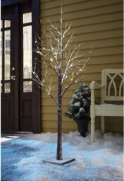 Marco Paul 4ft Snowy Effect Brown Christmas Twig Tree Pre Lit With 96 Warm White LED Mains Powered Tree Decorations - thumbnail 1