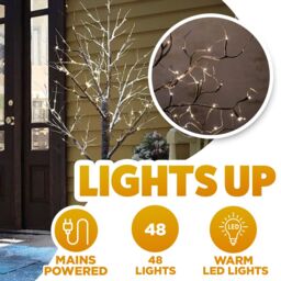 Marco Paul 4ft Snowy Effect Brown Christmas Twig Tree Pre Lit With 96 Warm White LED Mains Powered Tree Decorations - thumbnail 5