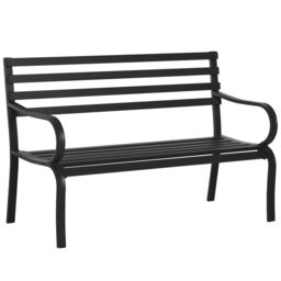 OUTSUNNY 2 Seater Bench Garden Furniture Outdoor Metal Loveseat Patio Chair in Black - thumbnail 2