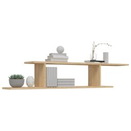 Berkfield Home Wall-Mounted TV Shelf Sonoma Oak 125x18x23 cm Engineered Wood in Brown - Size: 125 x 18 x 23 cm - thumbnail 4