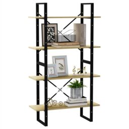 Berkfield Home 4-Tier Book Cabinet Sonoma Oak 80x30x140 cm Engineered Wood in Brown - Size: 80 x 30 x 140 cm - thumbnail 4
