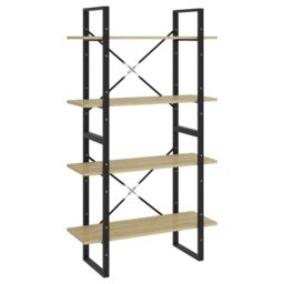 Berkfield Home 4-Tier Book Cabinet Sonoma Oak 80x30x140 cm Engineered Wood in Brown - Size: 80 x 30 x 140 cm - thumbnail 2