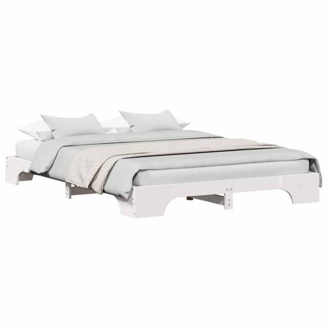 Berkfield Home White Bed Frame White Wood 140 x 200 cm Durable Solid Pine Bed Frame - image 1