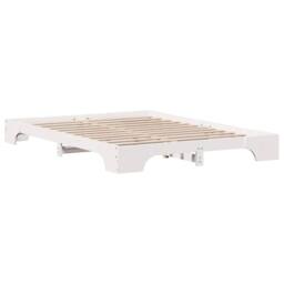 Berkfield Home White Bed Frame White Wood 140 x 200 cm Durable Solid Pine Bed Frame - thumbnail 3