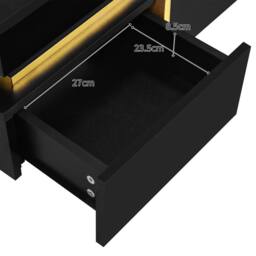 Merax 70cm Square High-Gloss Coffee Table with Two Drawers & Gold Accents in Black - thumbnail 9