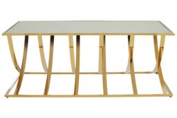 Orsina Modern Mirrored Top Coffee Table, Elegant Chrome Finished Accent Table, Contemporary Decorative Table in Gold - thumbnail 6