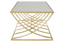 Orsina Modern Mirrored Top Coffee Table, Elegant Chrome Finished Accent Table, Contemporary Decorative Table in Gold - thumbnail 3