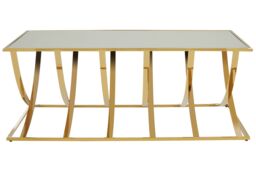 Orsina Modern Mirrored Top Coffee Table, Elegant Chrome Finished Accent Table, Contemporary Decorative Table in Gold