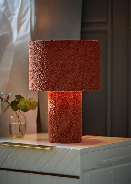 ValueLights Ash Warm Rust Full Fabric Boucle Table Lamp with LED Bulb in Burnt Orange - image 1