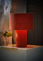 ValueLights Ash Warm Rust Full Fabric Boucle Table Lamp with LED Bulb in Burnt Orange - thumbnail 2