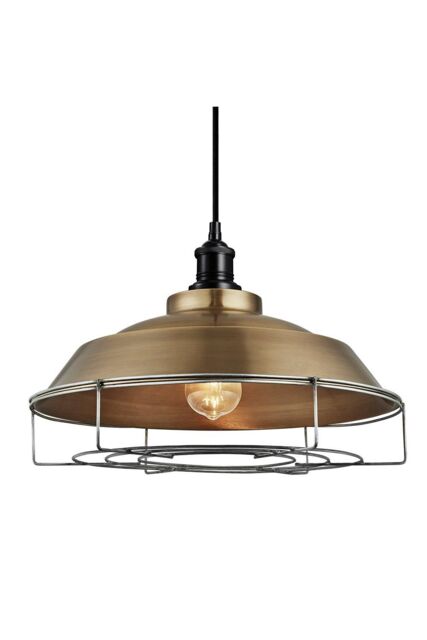 Industville Brooklyn Step Pendant, 16 Inch, Brass, Black Holder, Cage in Bronze - image 1