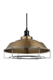 Industville Brooklyn Step Pendant, 16 Inch, Brass, Black Holder, Cage in Bronze - thumbnail 2