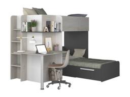 Vente-unique Corner Bunk Beds 2 X 90 X 190 Cm - With Desk - Grey, White & Black - Size: Single - thumbnail 6