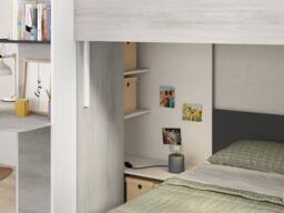 Vente-unique Corner Bunk Beds 2 X 90 X 190 Cm - With Desk - Grey, White & Black - Size: Single - thumbnail 8