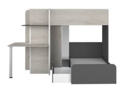 Vente-unique Corner Bunk Beds 2 X 90 X 190 Cm - With Desk - Grey, White & Black - Size: Single - thumbnail 2