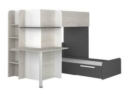 Vente-unique Corner Bunk Beds 2 X 90 X 190 Cm - With Desk - Grey, White & Black - Size: Single - thumbnail 5