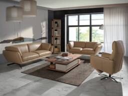 Angel Cerda Sand Leather Electric Recliner - Swivel Armchair in Light Sand - thumbnail 4