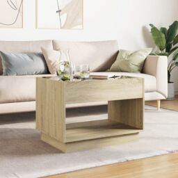 Berkfield Home Coffee Table with Infinity LED Sonoma Oak 70x50x50 cm in Brown - Size: 70 x 50 x 50 cm - thumbnail 3