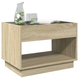 Berkfield Home Coffee Table with Infinity LED Sonoma Oak 70x50x50 cm in Brown - Size: 70 x 50 x 50 cm - thumbnail 4
