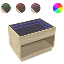 Berkfield Home Coffee Table with Infinity LED Sonoma Oak 70x50x50 cm in Brown - Size: 70 x 50 x 50 cm - thumbnail 2